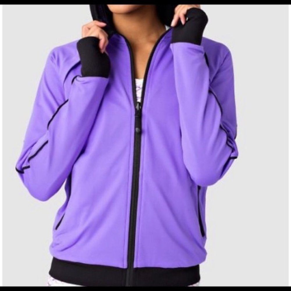 Ivivva by Lululemon “Challenge Ready” Reversible Black/Purple Hooded Jacket sz10